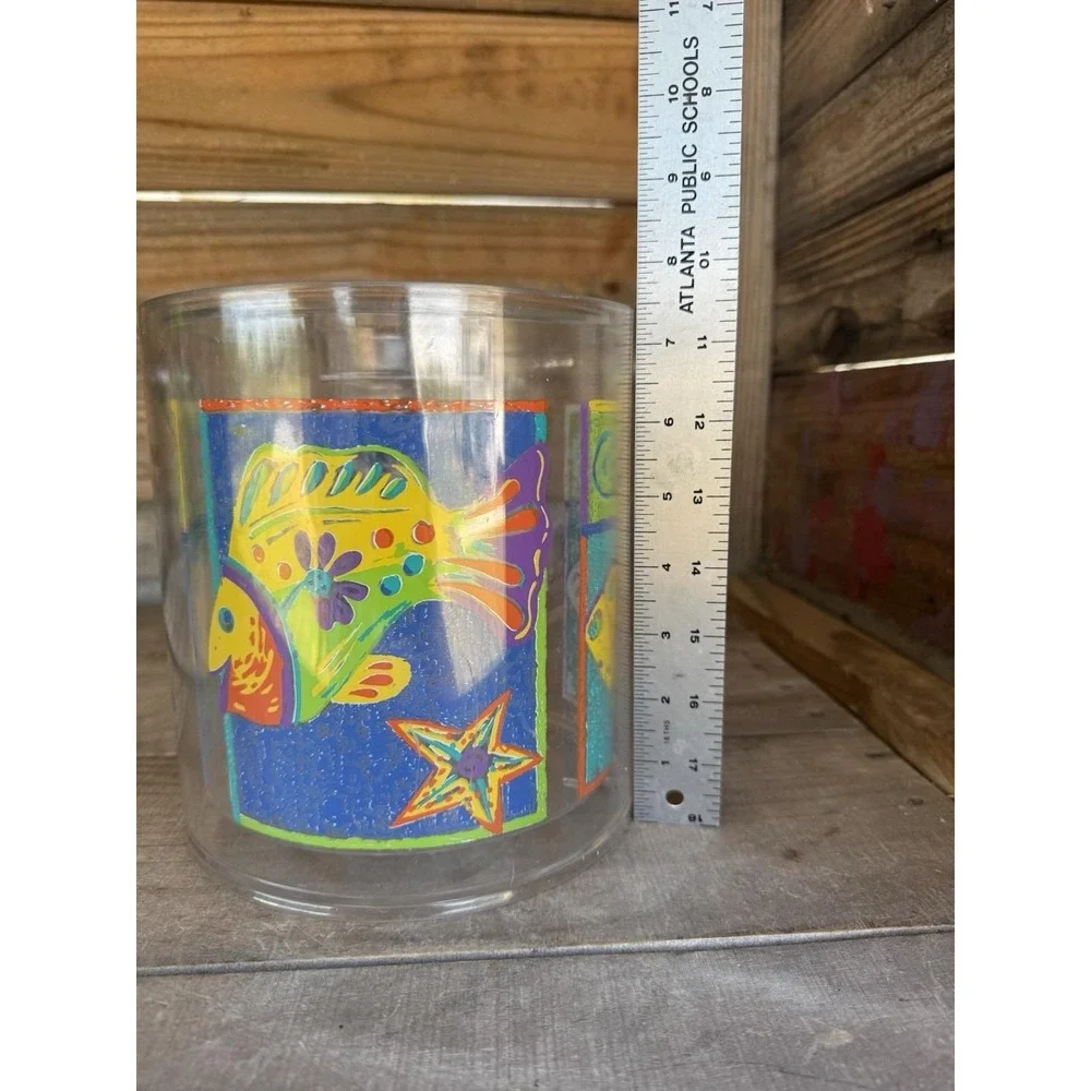 Vintage 90s Clear Ice Bucket Tropical Fish Retro‎ Beach Party With Lid